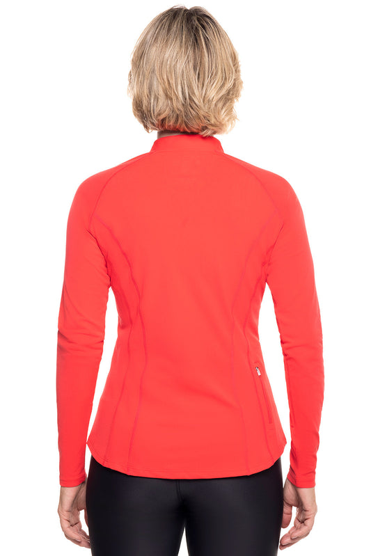 Women's Freestyle Long Sleeve Quarter Zip Rash Guard | Poppy Red