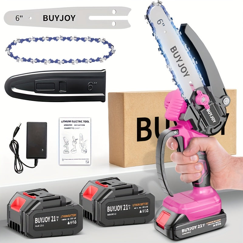 6-inch Cordless Lightweight Electric Landscaping Chainsaw w/ L-ion Battery, Chain And Fast Charger