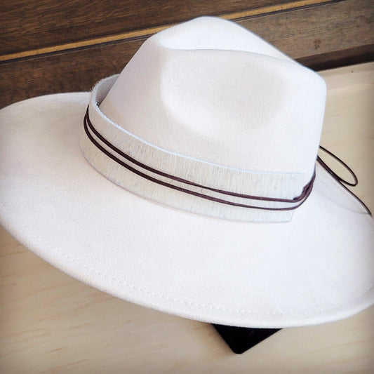 Wide Genuine Hair Hide White Hat Band Only 954j