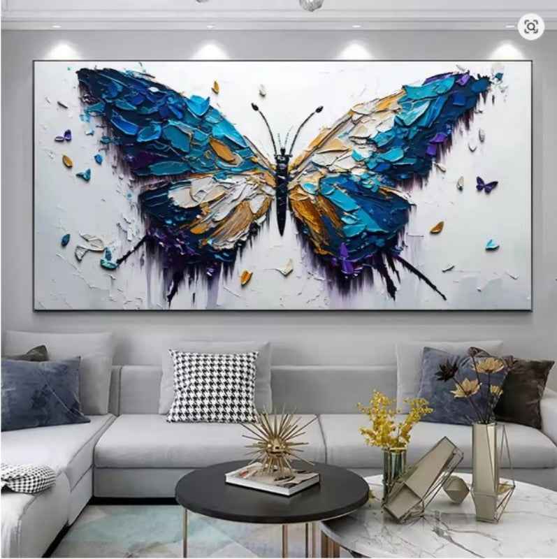 Handmade Oil Painting Canvas Wall Art Decoration Animal Abstract Texture Butterfly For Home Living Room Decor Rolled Frameless Unstretched Painting