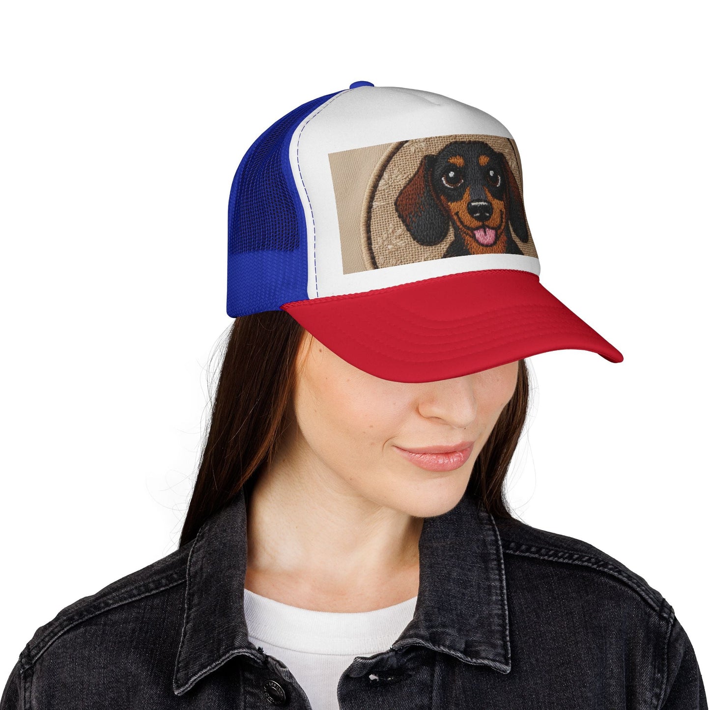 Dachshund Dog Trucker Cap - Cute Smiling Wiener Dog Patch Hat