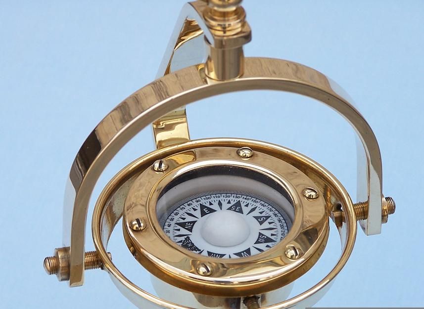 Solid Brass Hanging Compass 8""