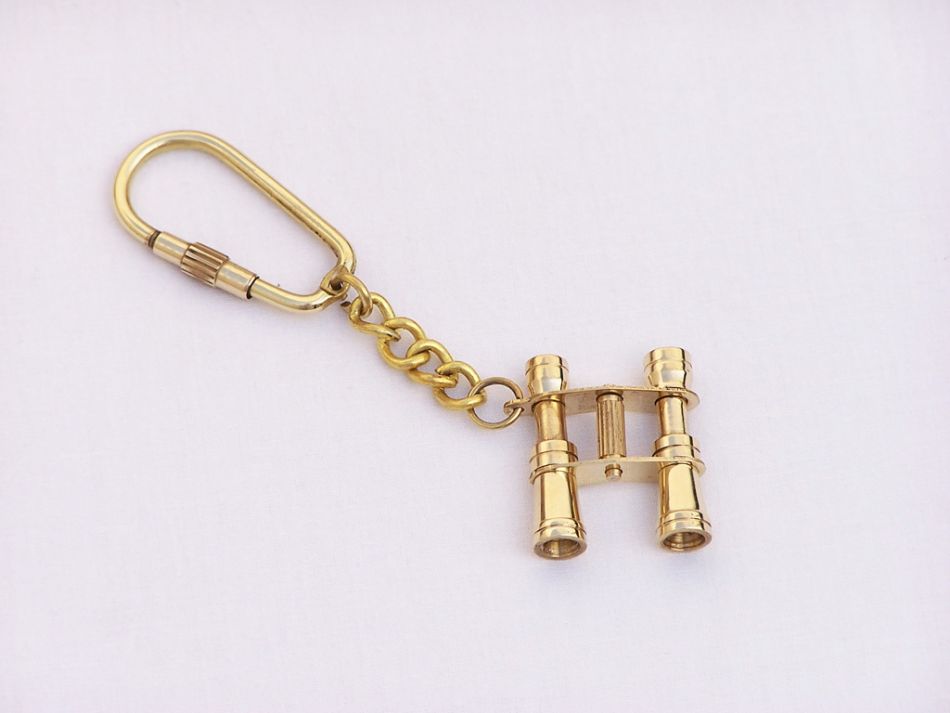 Solid Brass Binocular Key Chain 5""