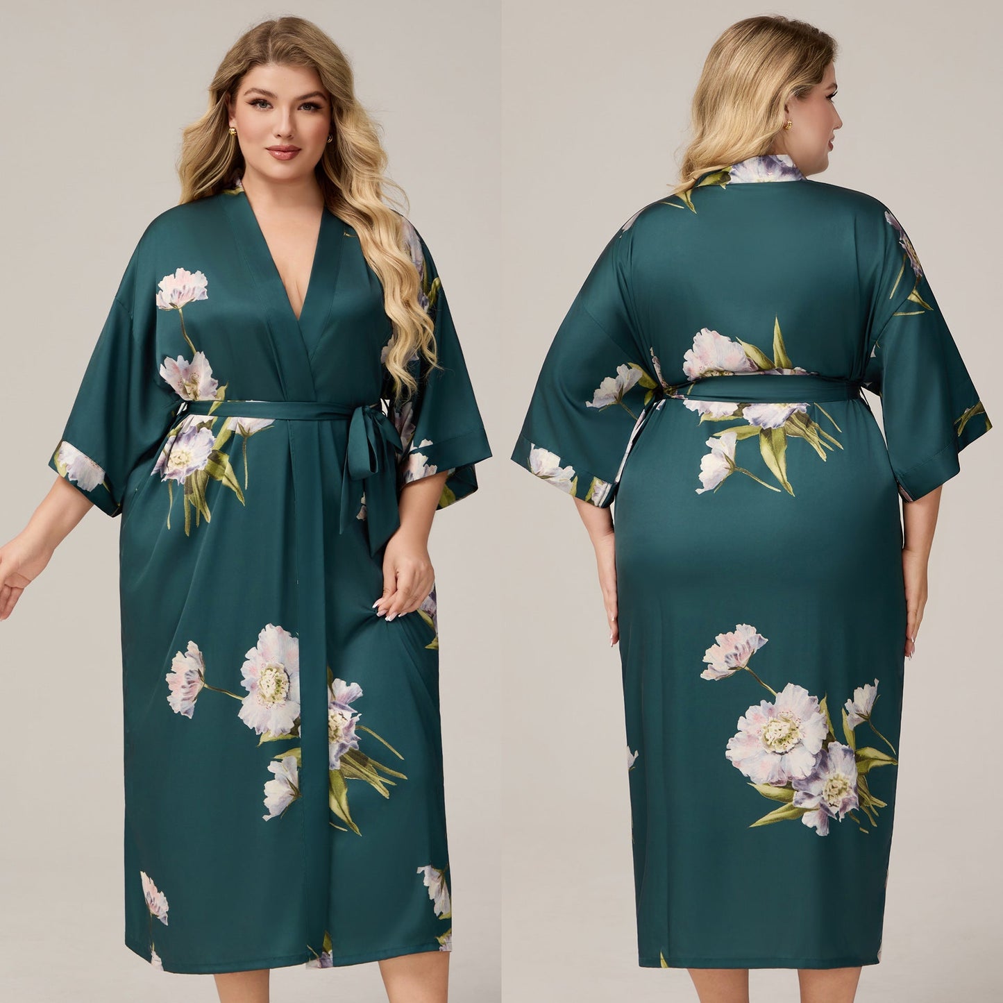 Womens Luxe Satin Robe - Lightweight Imitation Silk Loungewear & Sleepwear
