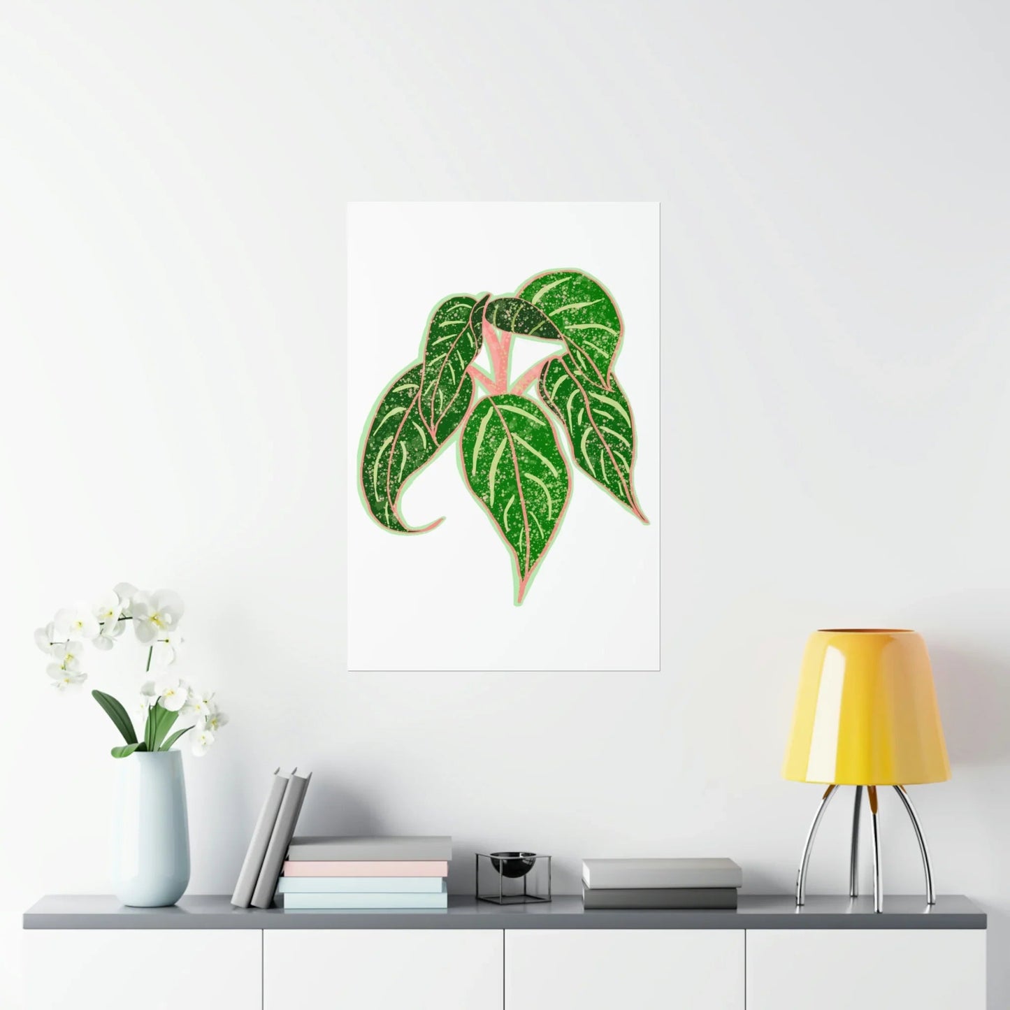 Aglaonema Sparkling Sarah Botanical Print – Unframed Wall Art