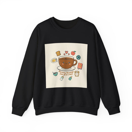 Morning Chaos Coffee Mom Sweatshirt | parenting morning humor, tired parent shirt