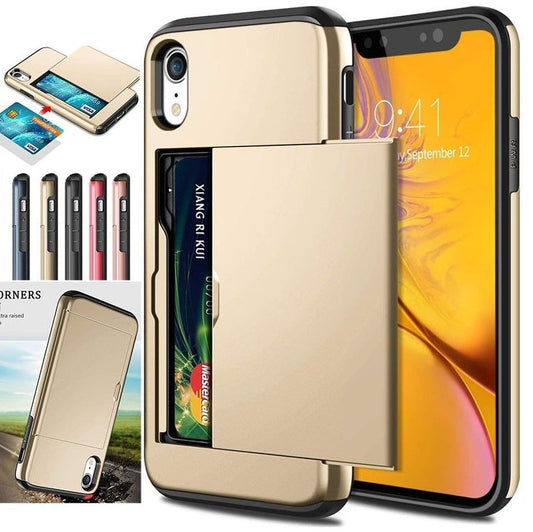 Card Case Wallet Protector - Hidden Dual Layer Armor Defender for iPhone 11, 12 & 13