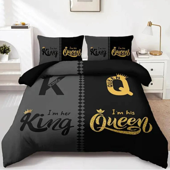 Three Piece Crown English Digital Printed Quilt Cover