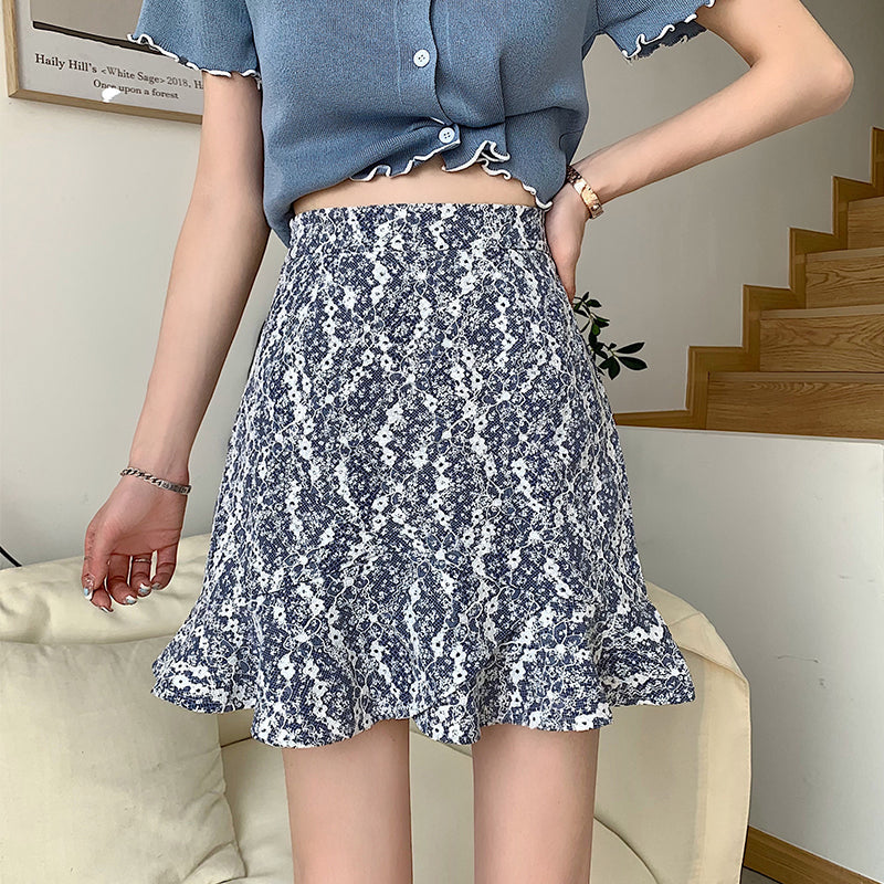 Lace Floral Skirt Female High Waist A-line Skirt Summer New Design Sense Small Buttocks Short Skirt