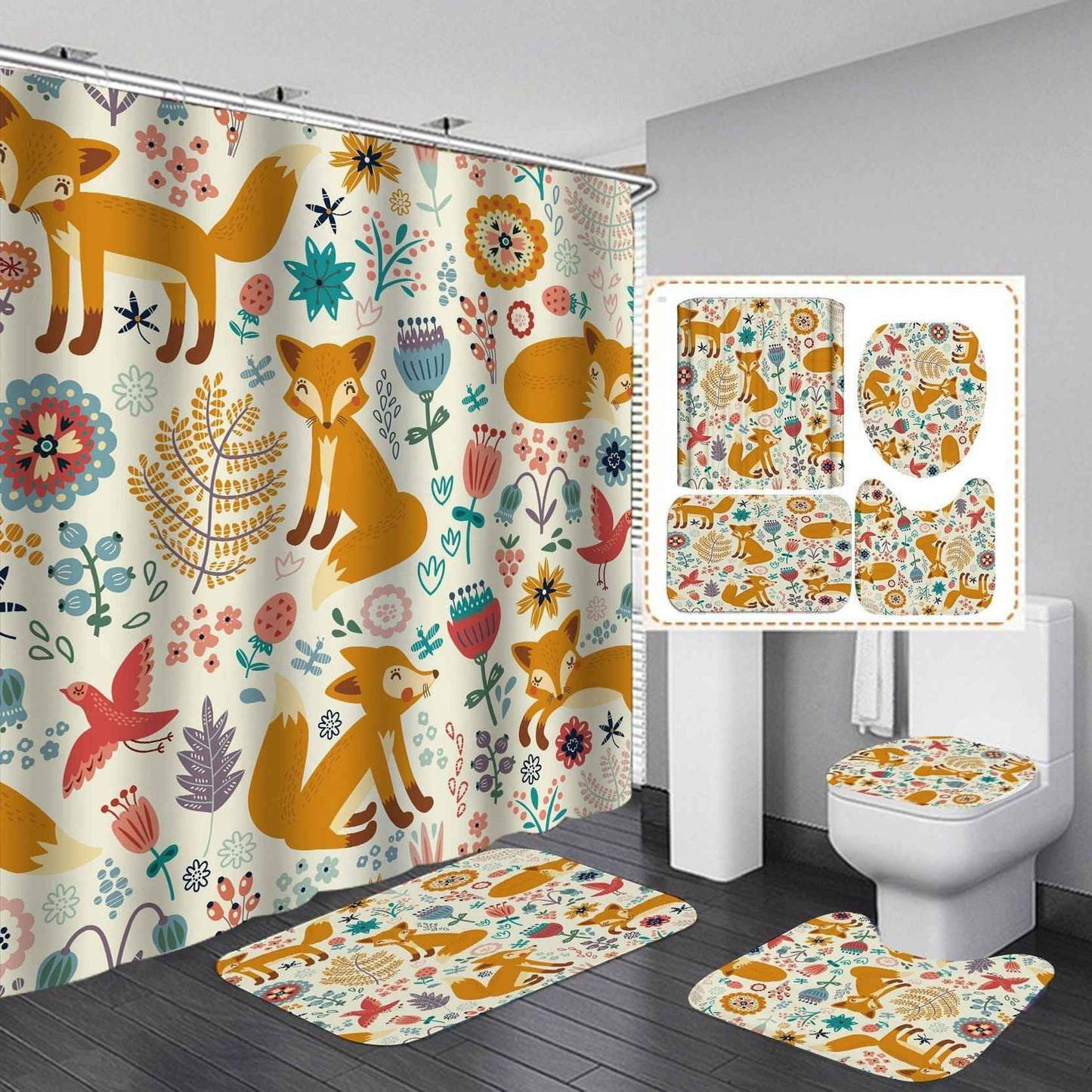 Printed Waterproof Polyester Bathroom Shower Curtain