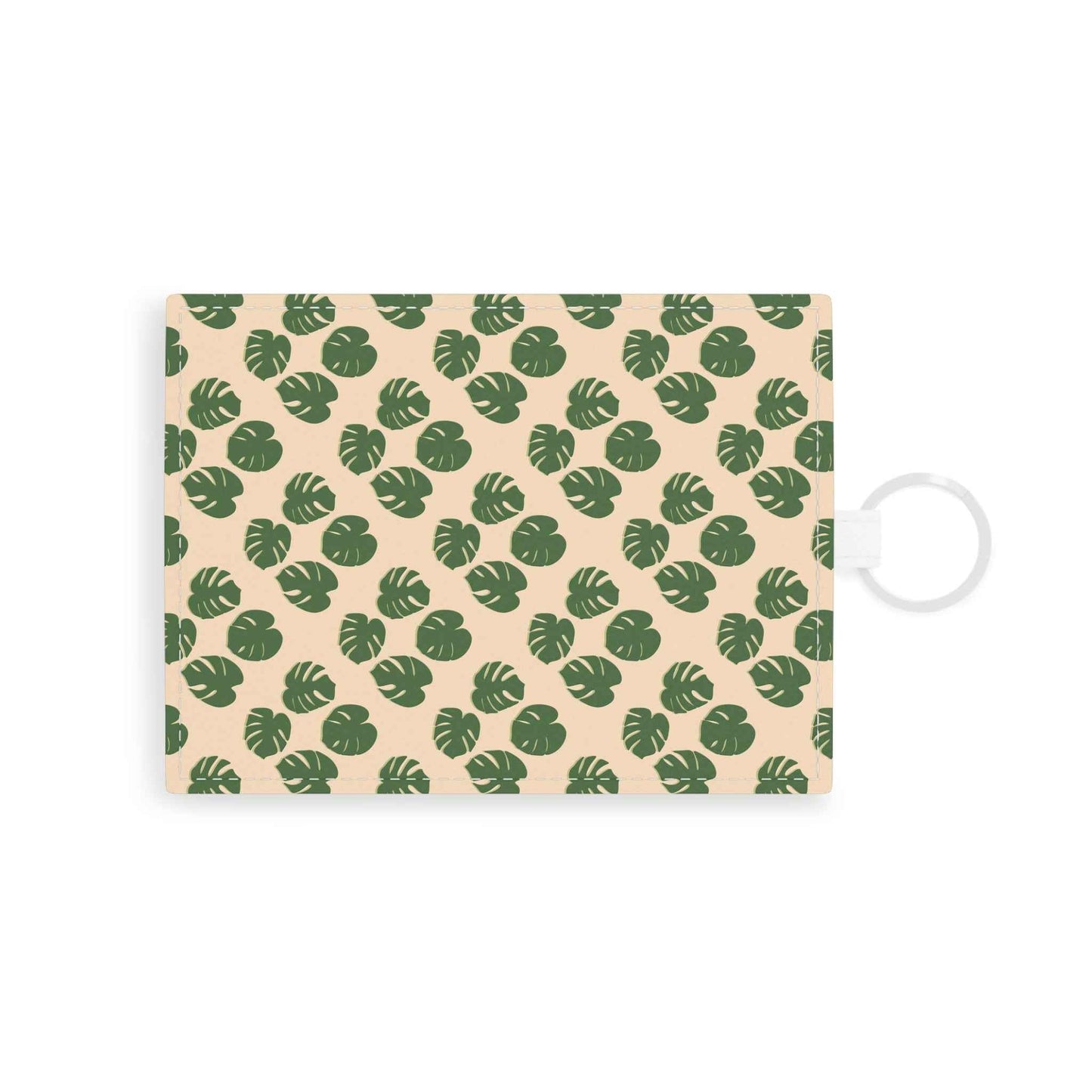 Monstera Pattern Card Holder – Vegan Leather Slim Wallet