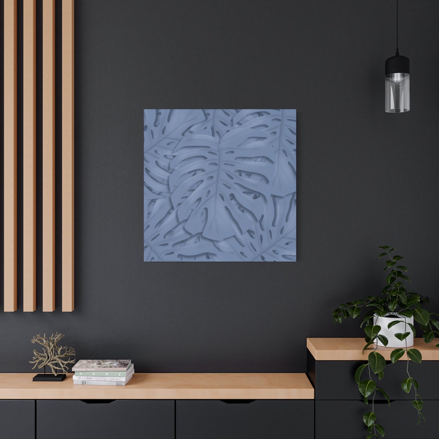 Blue Monstera Canvas Print – Botanical Wall Art
