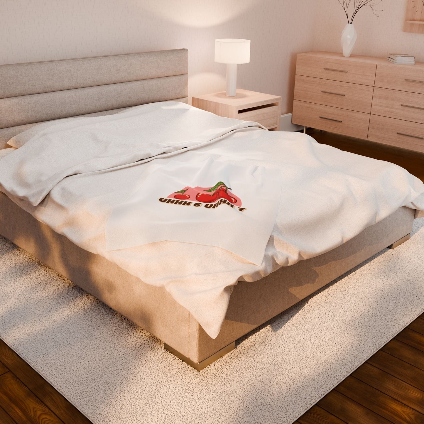 6 7 Cherry Retro Graphic Blanket | Kawaii Fruit Print