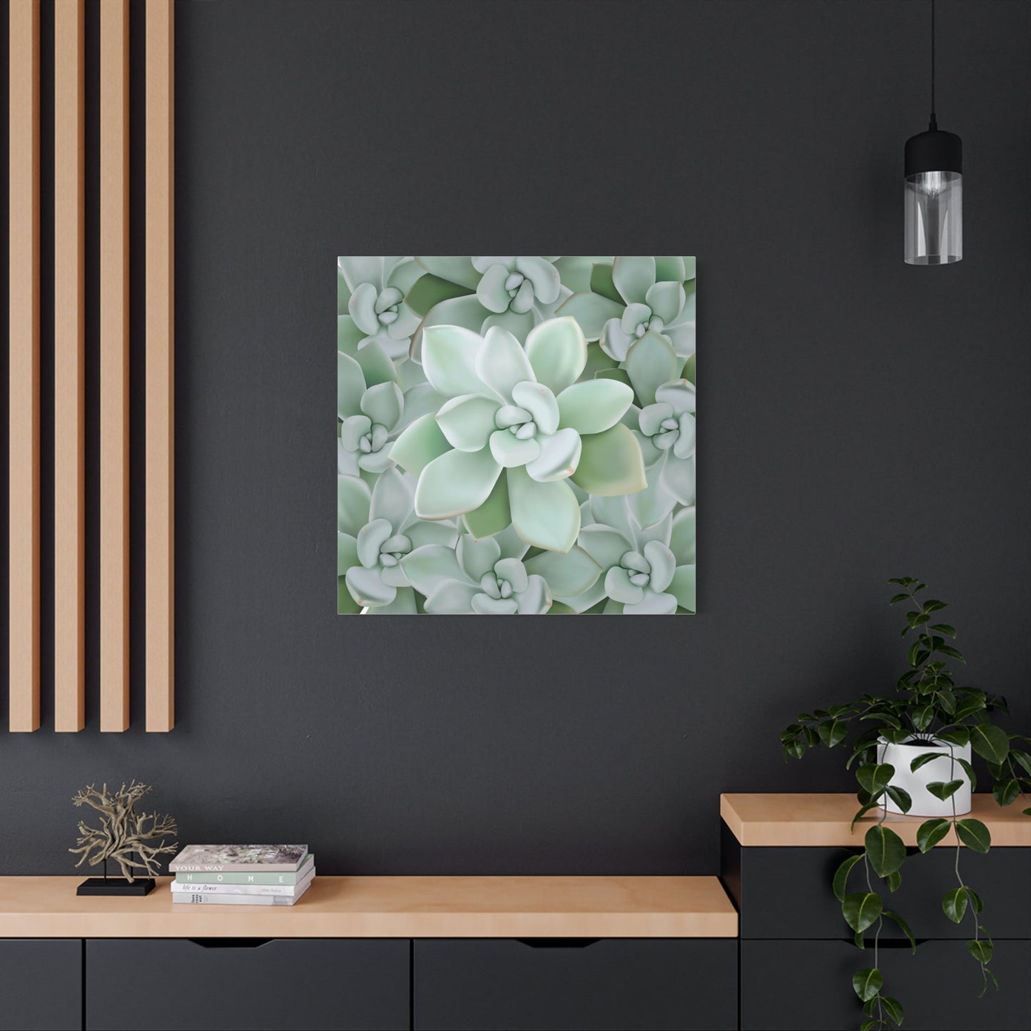 Pachyveria Haagei Succulent Pattern Canvas Print – Botanical Wall Art