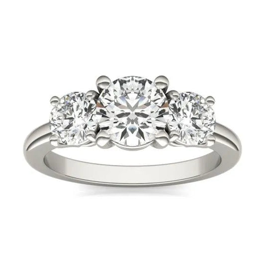 3 CTW AGI Certified Lab Grown Diamond (G-VS) Three Stone Engagement Ring in of 14K Gold
