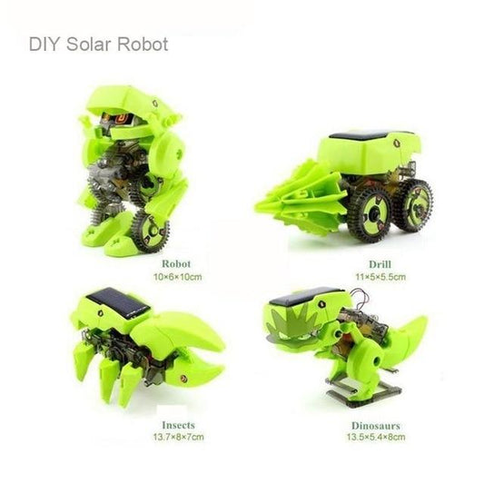 DIY 4-in-1 Transforming Solar Powered Robot Kit - STEM Educational Dinosaur Toy