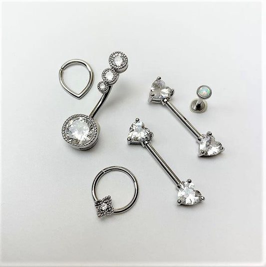 3/16 White Synthetic Opal Internally Threaded Daith Cartilage Tragus