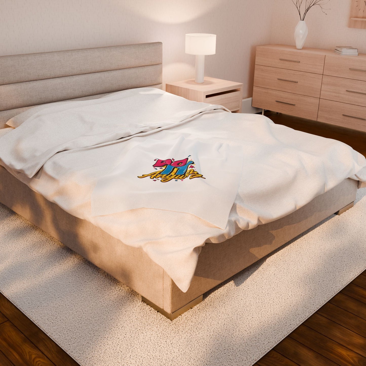 Do It Anyway Typography Velveteen Plush Blanket | Maximalist Stacked Type