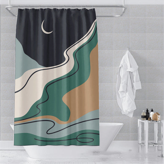 Morandi Abstract Art Shower Curtain - Luxury Waterproof Polyester Fabric with Muted Earth Tones for Modern Minimalist Decor