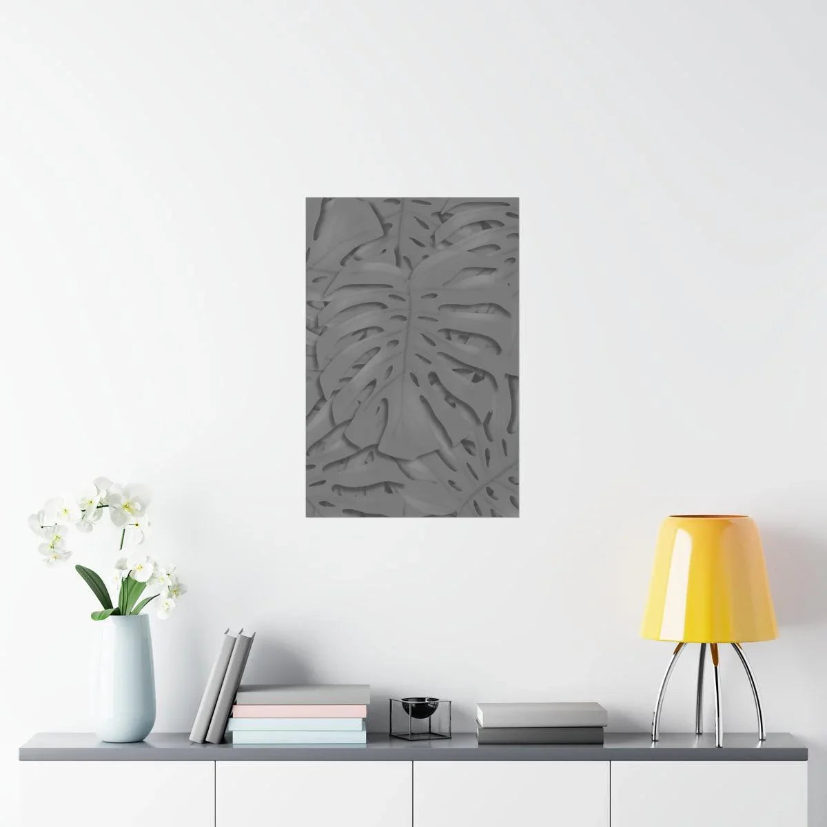 Grey Monstera Botanical Print – Unframed Wall Art