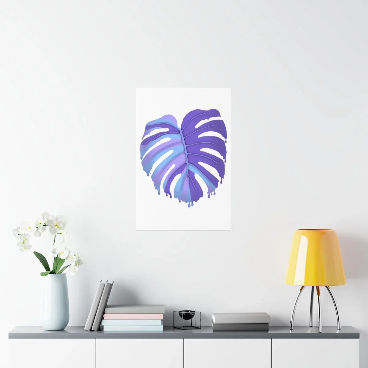 Purple Melting Monstera Botanical Print – Unframed Wall Art