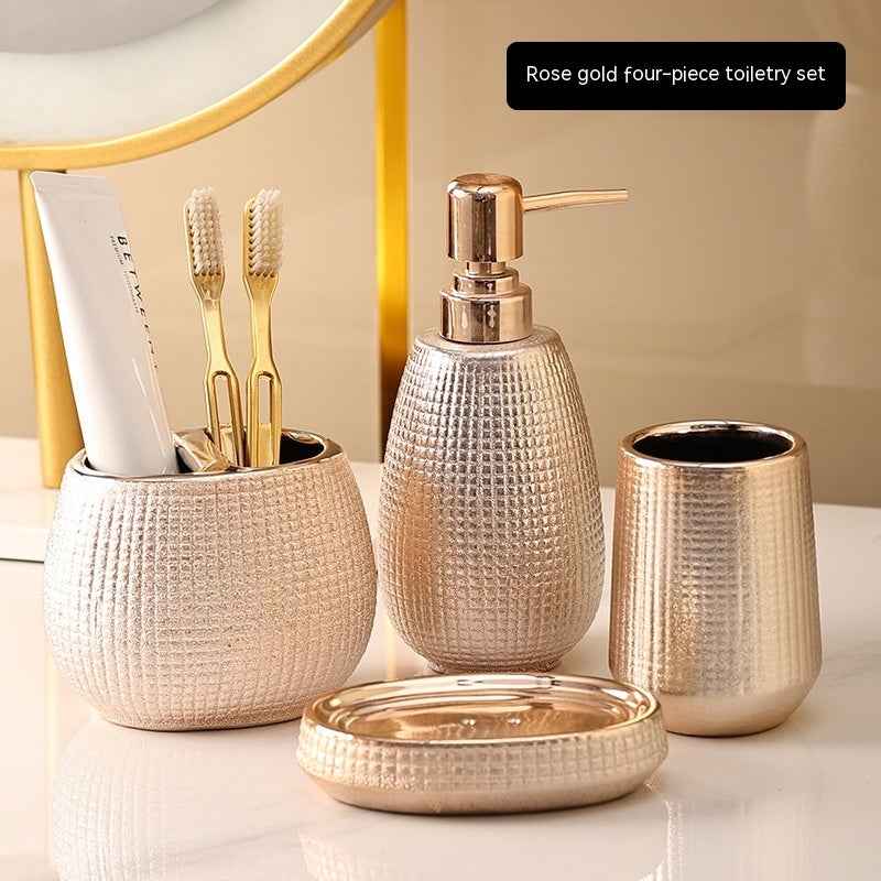 Home Bathroom Rose Gold Ceramic Cleaning Kit