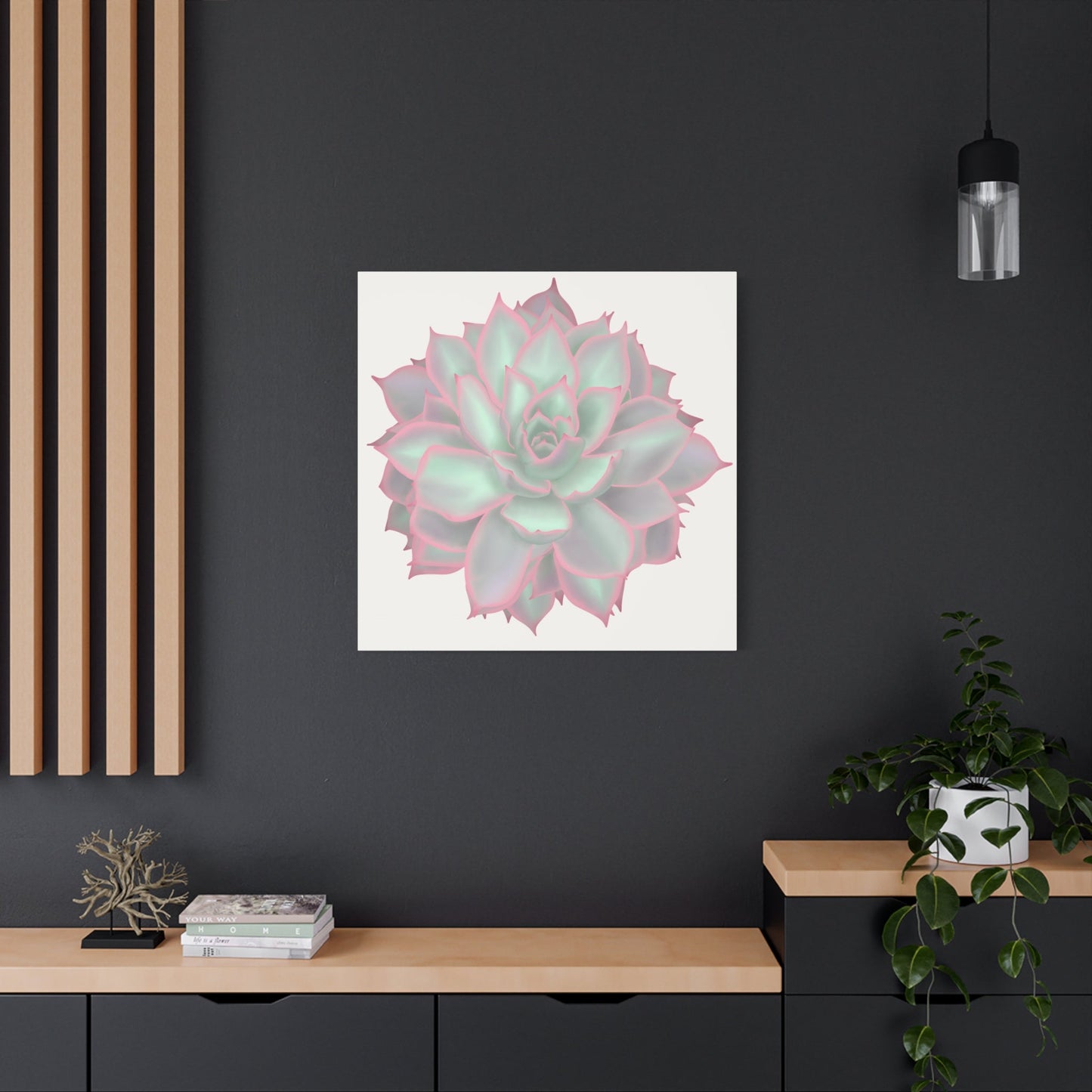 Echeveria Violet Queen Succulent Canvas Print – Botanical Wall Art