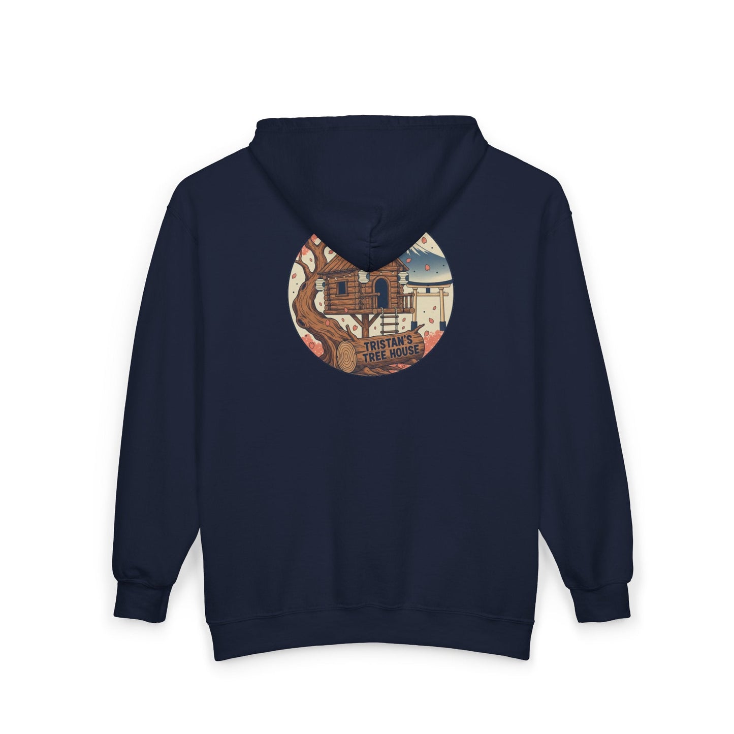 Love Vibes Zip Hoodie —Tristan’s Treehouse Rustic Lakeside Circle Illustration