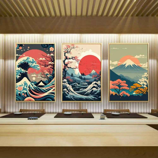 Sunrise Scenery Cherry Blossom Living Room Bedroom Decorative Hanging Painting