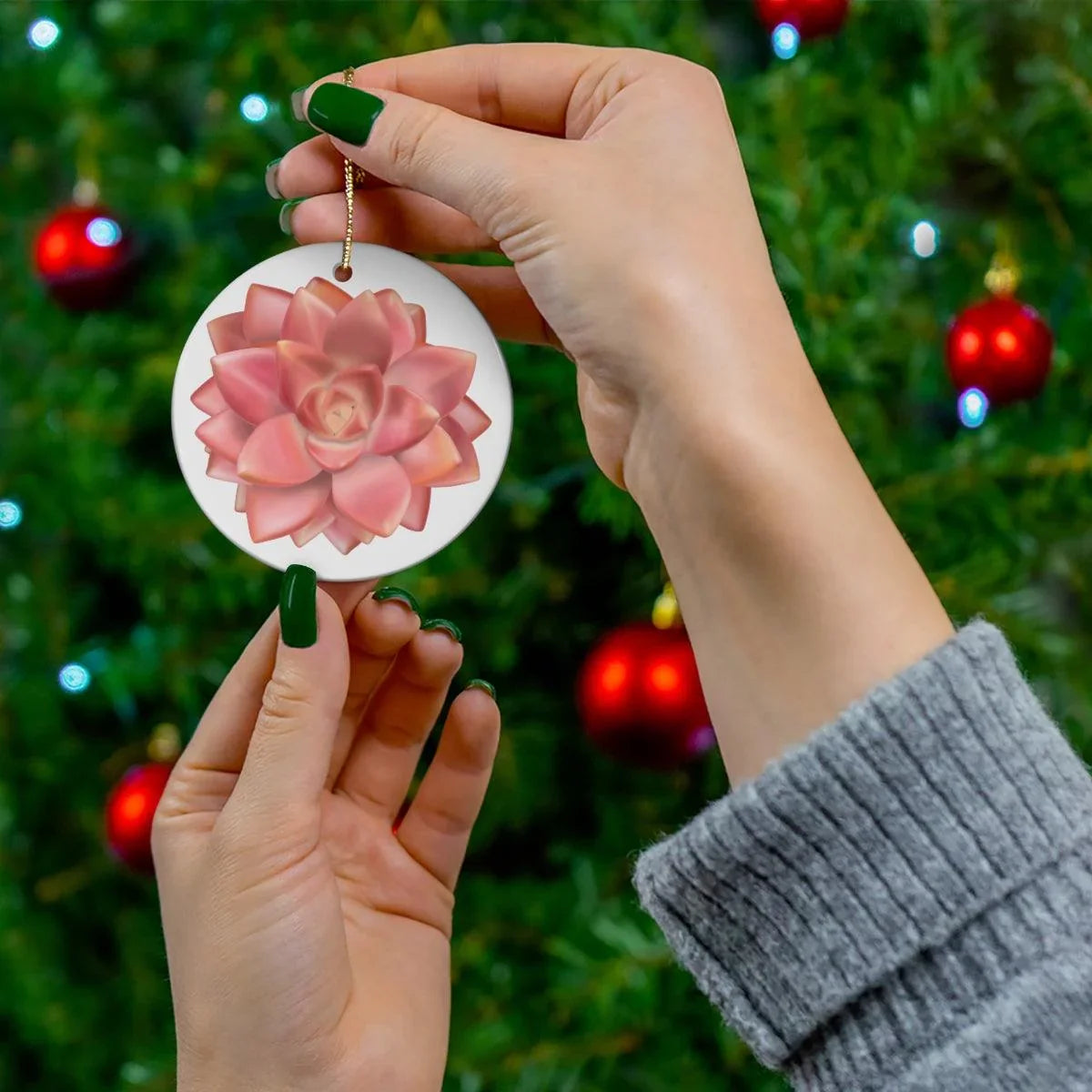 Graptosedum California Sunset Succulent Ceramic Ornament – Pink Rosette