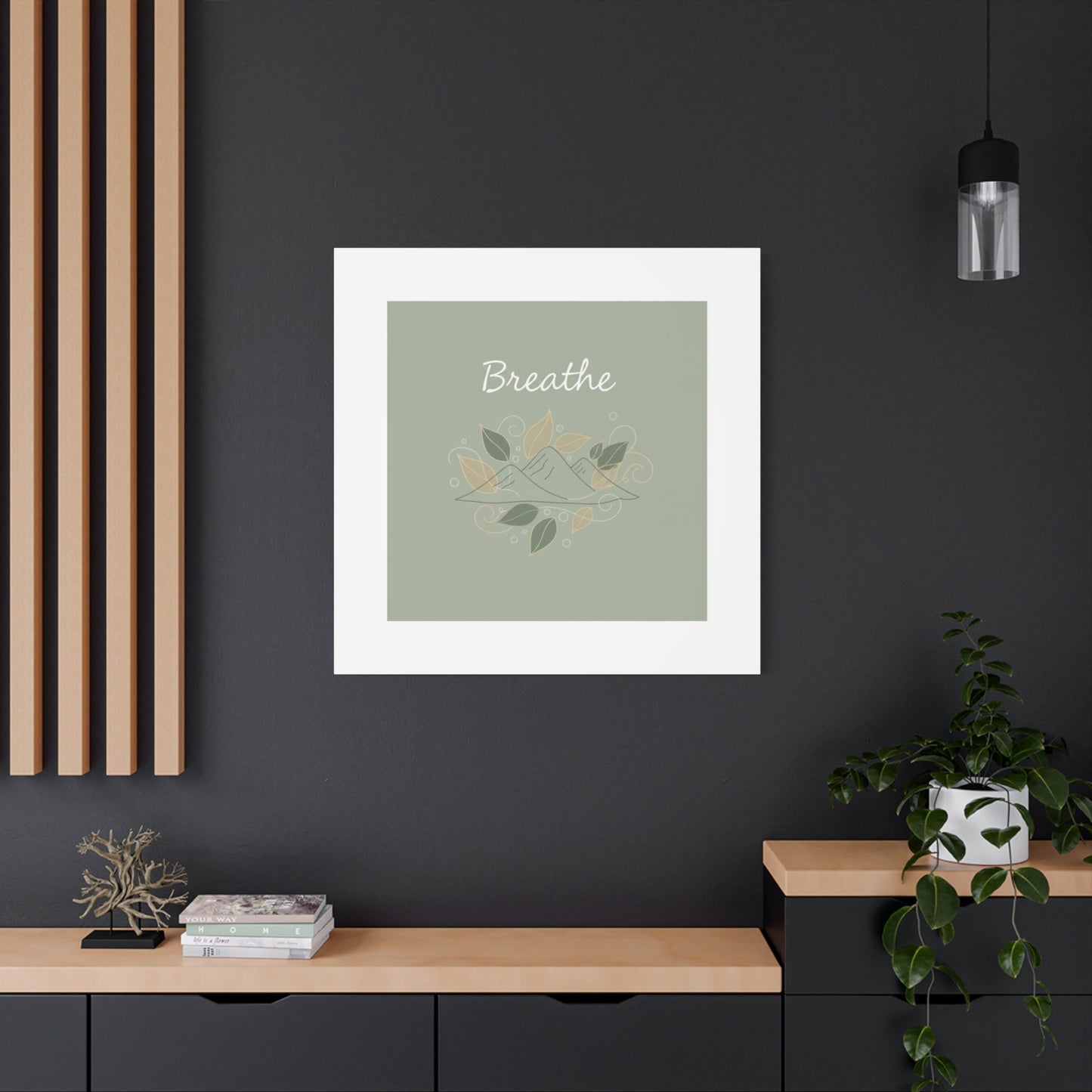Breathe Mountain Line Canvas | Nature Symbols, Minimal Forest Wall Art