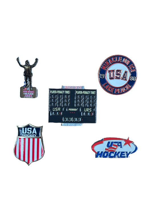 Miracle on Ice 1980 USA Hockey Team Official 5 Collectors Pin Set