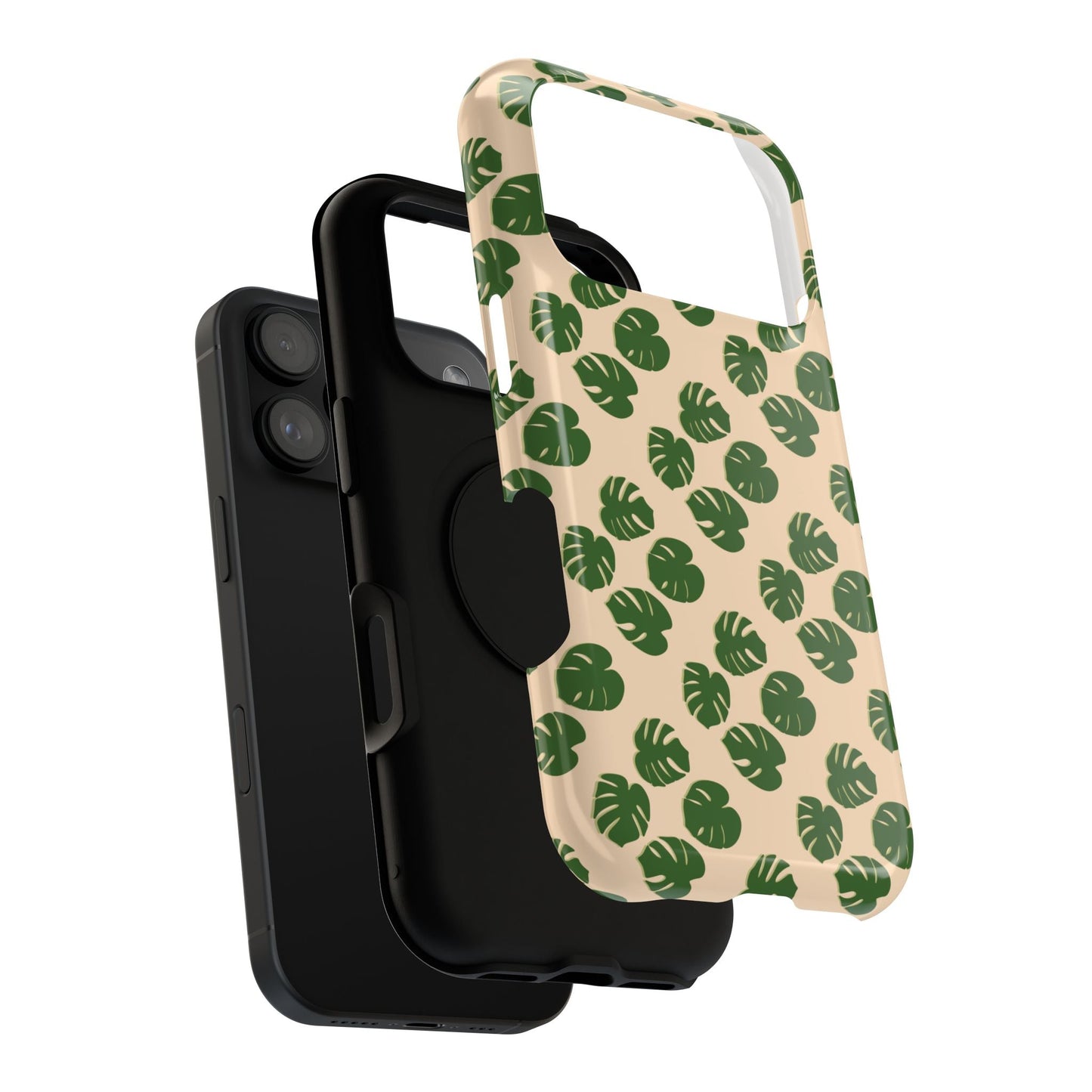 Monstera Pattern Phone Case – Dual Layer Protective Cover