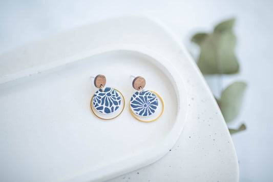 Clay Earrings | Floral Dainty Dangles | Indigo Daydream Collection