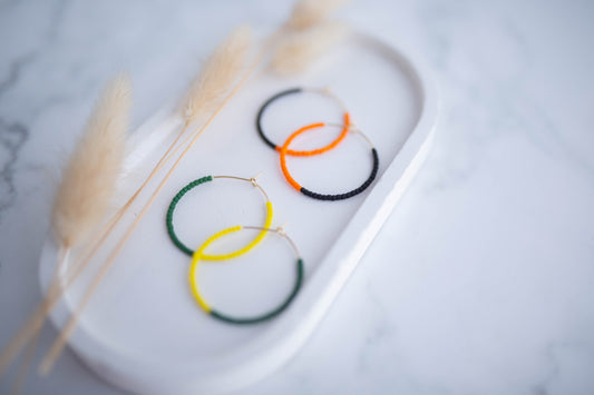 Clay Earrings | Game Day Beaded Mismatch Hoops | Civil War Collection