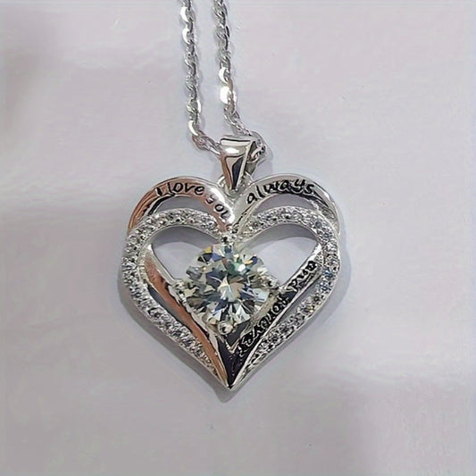1 Carat Moissanite Heart-Shaped Pendant Necklace - 925 Sterling Silver