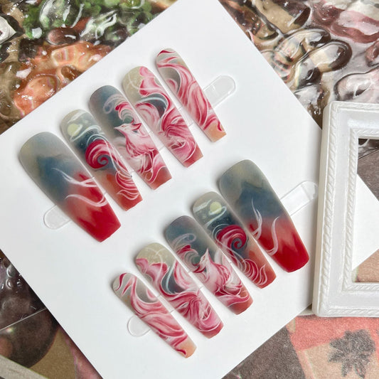 Nine-tail Lady Long Ladder Plated Crystal Suede Frosted Sealing Nail Art