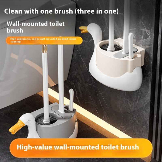 Three-in-one Toilet Brush Wall-mounted Household Light Luxury No Dead Angle Bathroom Gap Brush Multifunctional Cleaning Suit
