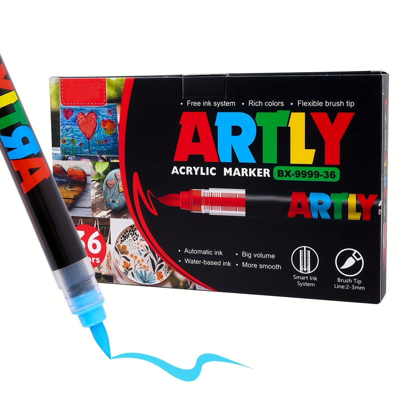 12/24/36/48/60/72Color Acrylic Paint Marker, Brush Head Can Be Used for Rock Metal Glass Wood Canvas Ceramic Plastic Art And DIY Hand-painting, Back to School Season Halloween Christmas Birthday Gifts