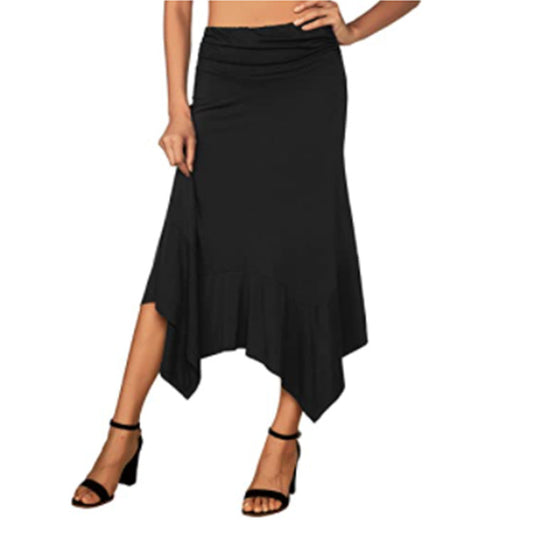 Irregular Skirt Elegant Square Scarf Hem European Temperament Commuter Knitted Casual Long Skirt