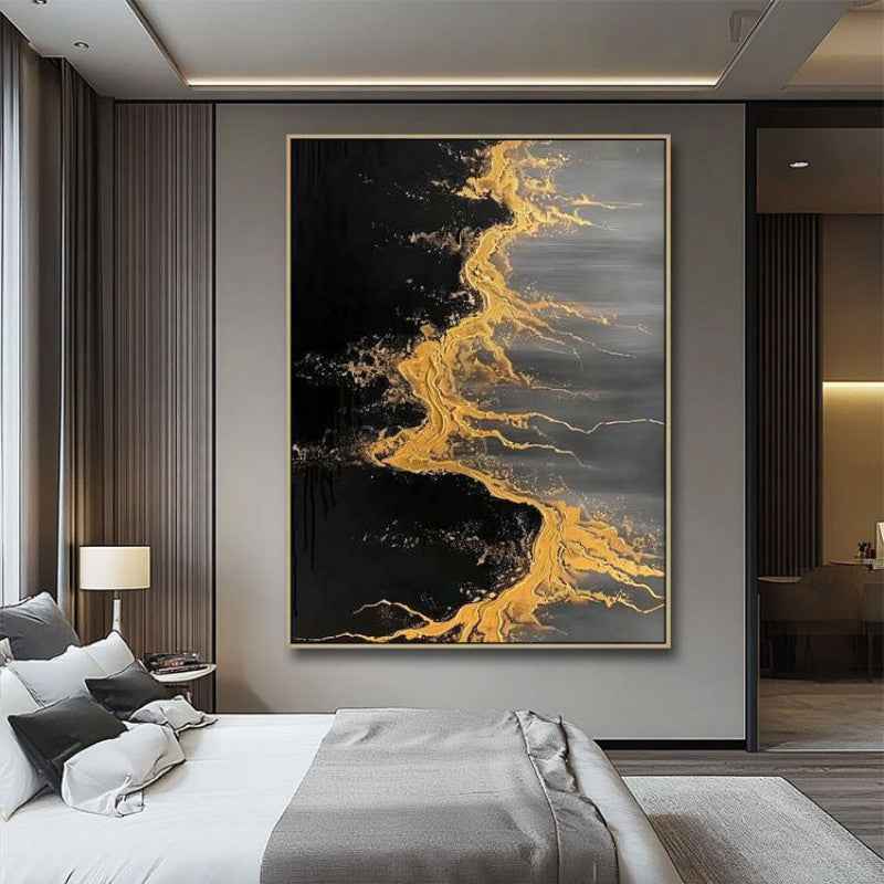 Handmade Abstract Golden Beach And Waves Texture Painting On Canvas Wall Art Hand Drawn Oil Painting For Home Living Room Decor