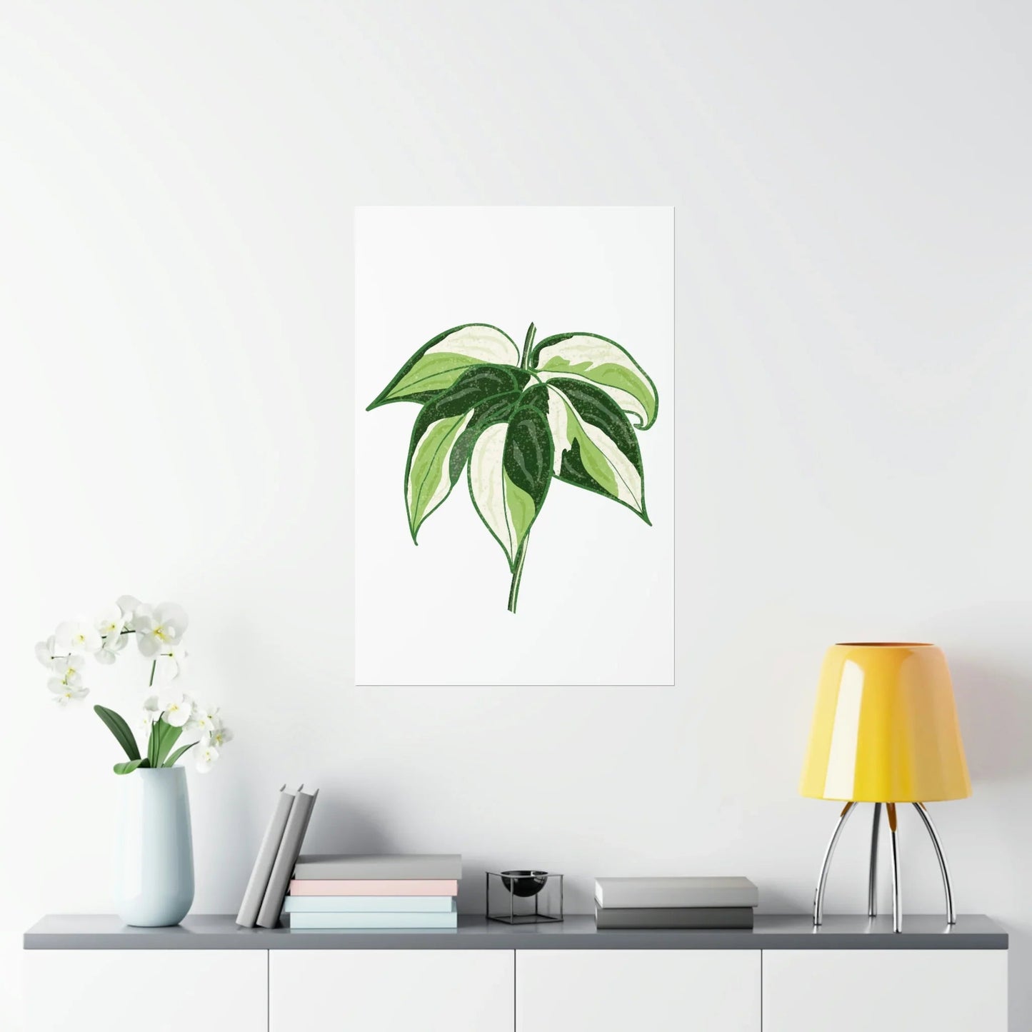 Philodendron Cream Splash Botanical Print – Unframed Wall Art