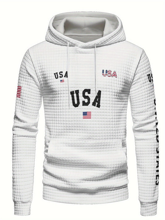 Autumn Winter Full Print Hoodie Patriotic American Flag Design