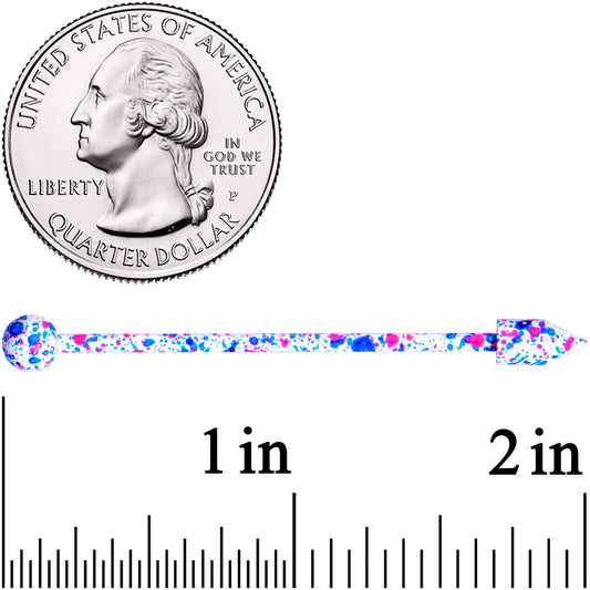 14G Pink White Blue Make A Point Industrial Barbell 38mm