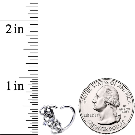 16G 3/8 Clear CZ Gem Abstract Hearts Right Heart Closure Ring