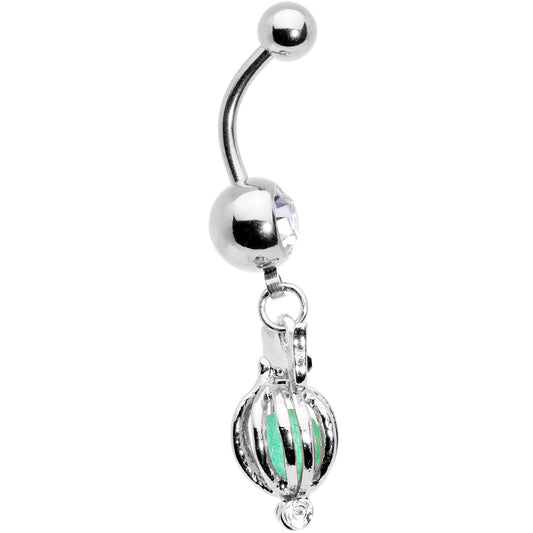Black Clear Gem Glow in the Dark Owl Dangle Belly Ring