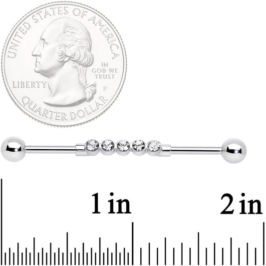 14G Clear CZ Gem Quintuplet Industrial Barbell 38mm