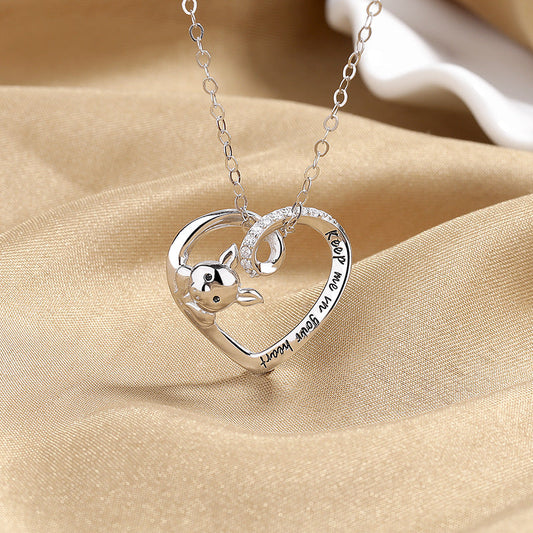 925 Sterling Silver Necklace With A Little Pig Pendant, Single Pendant For Women