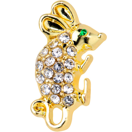 16G 1/4 Clear Gem Gold Tone Mouse Cartilage Tragus Earring