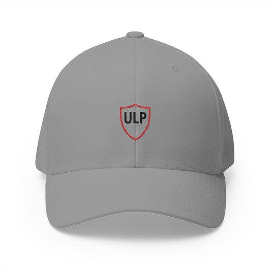 Embroidered 'ULP' Shield Cap — White Structured Baseball Hat